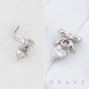RIBBON DANGLE HEART WITH BEZEL CZ 316L SURGICAL STEEL L-SHAPE NOSE RING